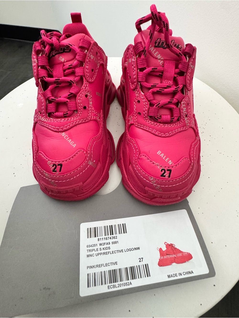 Balenciaga Kids Triple S Hot Pink Reflective Sneakers